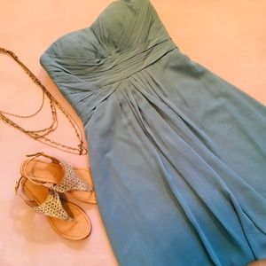 Teal Prom Tea Length Chiffon Strapless Dress NWT